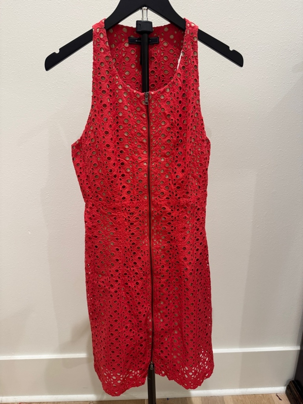 BCBGMaxAzria Red Eyelet‎ Zip Front Mini Dress